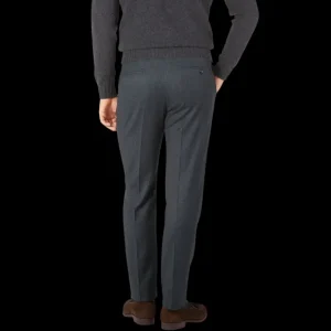 Berwich Trousers | Charcoal Grey Wool Flannel Flat Front Trousers