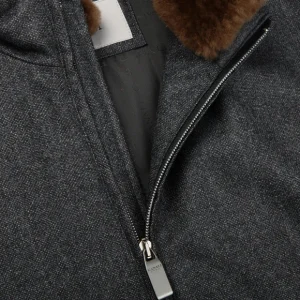 Canali Outerwear | Charcoal Grey Wool Fur Collar Blouson