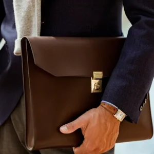 Frank Clegg Briefcases | Chocolate Belting Leather Wrap Portfolio