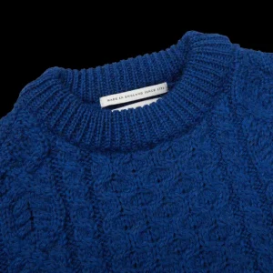Peregrine Sweaters | Cobalt Blue Merino Wool Hudson Aran Jumper
