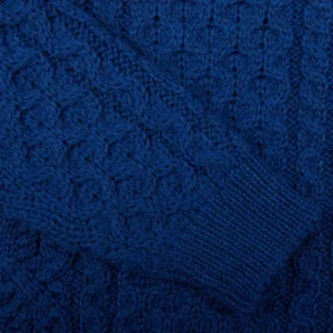 Peregrine Knitwear | Cobalt Blue Merino Wool Hudson Aran Jumper