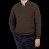 Alan Paine Knitwear | Cocoa Brown Lambswool V-Neck