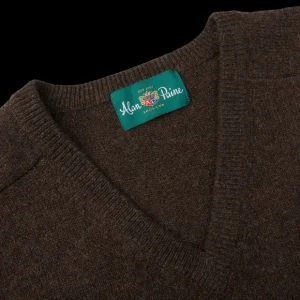 Alan Paine Sweaters | Cocoa Brown Lambswool V-Neck