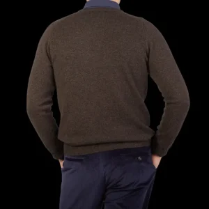 Alan Paine Sweaters | Cocoa Brown Lambswool V-Neck