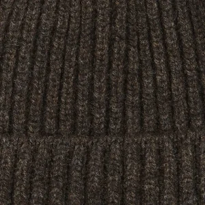 William Lockie Beanies | Cocoa Geelong Lambswool Ribbed Beanie