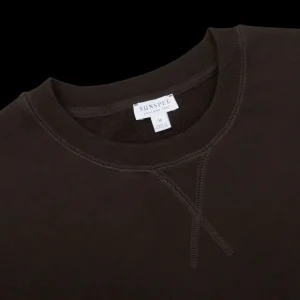 Sunspel Sweaters | Coffee Brown Cotton Loopback Sweatshirt