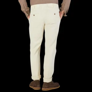 Canali Trousers | Cream Beige Cotton Stretch Flat Front Chinos