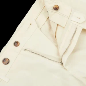 Canali Trousers | Cream Beige Cotton Stretch Flat Front Chinos