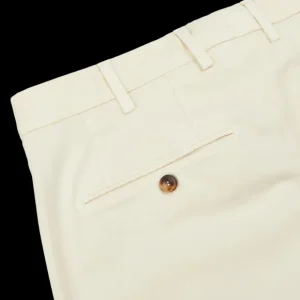 Canali Trousers | Cream Beige Cotton Stretch Flat Front Chinos