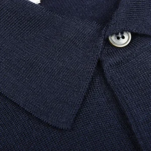 Mauro Ottaviani Shirts | Dark Blue 16 Gauge Merino Wool Polo Shirt