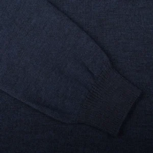 Gran Sasso Knitwear | Dark Blue Bicolour Merino Wool Crewneck