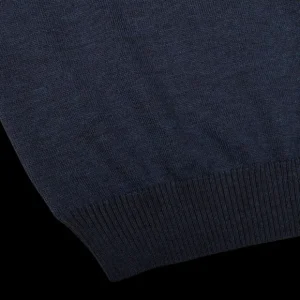 Gran Sasso Knitwear | Dark Blue Bicolour Merino Wool Crewneck