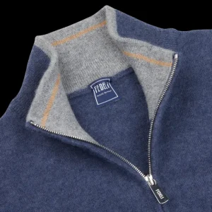 Fedeli Knitwear | Dark Blue Cashmere Full-Zip Cardigan