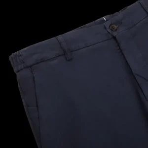 Berwich Trousers | Dark Blue Cotton Stretch Chinos