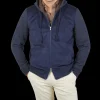 Gran Sasso Outerwear | Dark Blue Wool Alcantara Front Padded Jacket