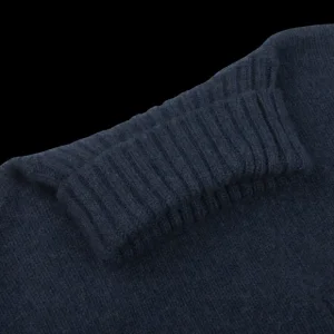Fedeli Knitwear | Dark Blue Wool Cashmere Rollneck