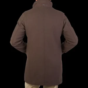 Herno Outerwear | Dark Brown Diagonal Wool Technical Coat