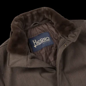 Herno Coats & Jackets | Dark Brown Loro Piana Wool Twill Jacket