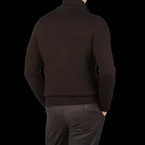 Gran Sasso Knitwear | Dark Brown Merino Wool Button Cardigan