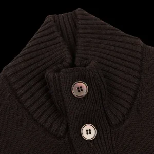 Gran Sasso Knitwear | Dark Brown Merino Wool Button Cardigan