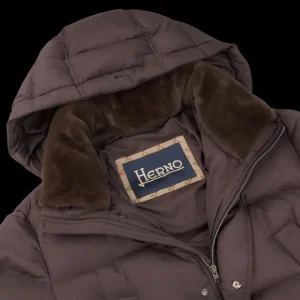 Herno Coats & Jackets | Dark Brown Technical Nylon Polar Tech Jacket
