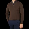 Filippo de Laurentiis Knitwear | Dark Brown Wool Cashmere 1/4 Zip Sweater