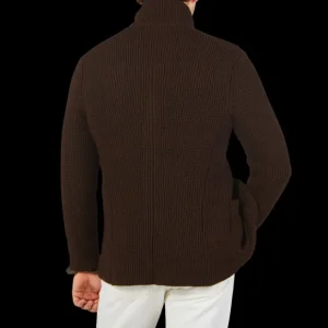 Maurizio Baldassari Knitwear | Dark Brown Zegna Baruffa Wool Brenta Jacket