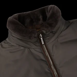Moorer Outerwear | Dark Green Nylon Down Padded Blouson