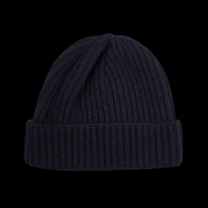 William Lockie Beanies | Dark Navy Geelong Lambswool Ribbed Beanie