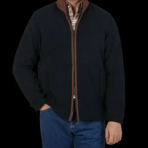 Alan Paine Coats & Jackets | Dark Navy Windblock Fleece Aylsham Jacket