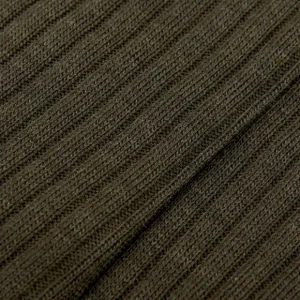 Pantherella Socks | Dark Olive Merino Wool Ribbed Ankle Socks