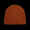 Amanda Christensen Beanies | Dark Orange Ribbed Cashmere Beanie