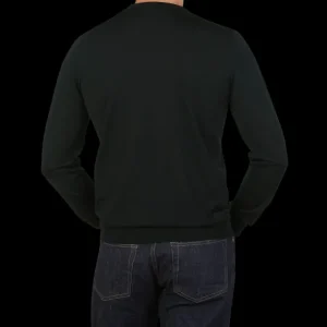Filippo de Laurentiis Sweaters | Deep Green Super 120S Merino Crew Neck