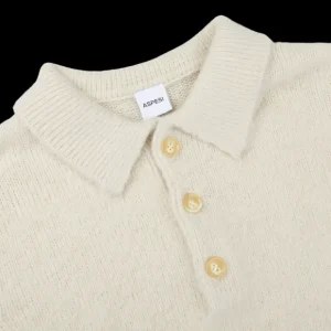 Aspesi Polo Shirts | Ecru Beige Shetland Wool Polo Shirt