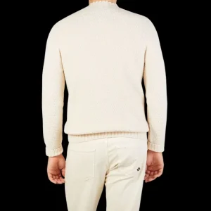Drumohr Knitwear | Ecru Lambswool Cable Knit Sweater