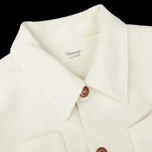Tela Genova Outerwear | Ecru White Brushed Cotton Leo Overshirt
