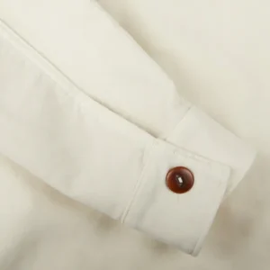 Tela Genova Outerwear | Ecru White Brushed Cotton Leo Overshirt