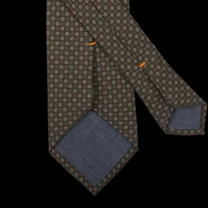 Gierre Milano Ties | Green Geometrical Printed Wool Silk Tie