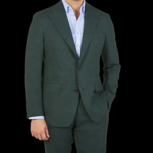 Baltzar Sartorial Suits | Green Melange Wool Linen Suit Jacket