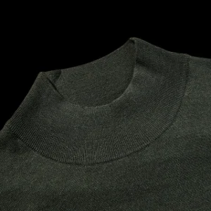 Fedeli Knitwear | Green 140S Wool Mockneck Sweater