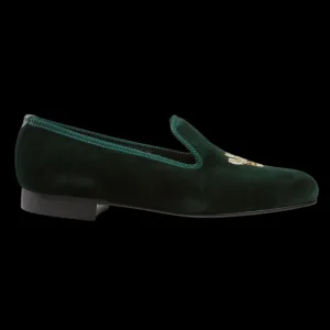 Bowhill Elliott Slippers | Green Velvet Feathers Albert Slippers