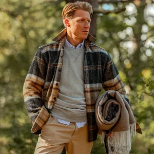 Peregrine Outerwear | Grey Barney Checked Wool Tweed Overshirt