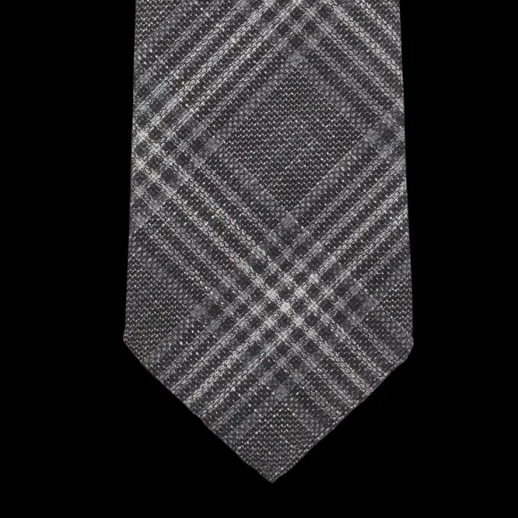 Dreaming Of Monday Ties | Grey Checked 7-Fold Vintage Wool Tie