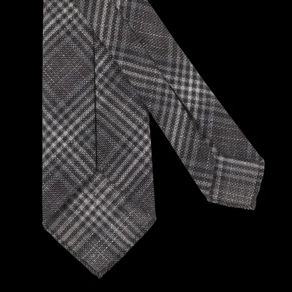 Dreaming Of Monday Ties | Grey Checked 7-Fold Vintage Wool Tie