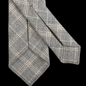 Dreaming Of Monday Ties | Grey Checked 7-Fold Vintage Wool Flannel Tie