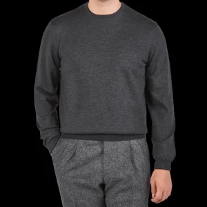 Gran Sasso Sweaters | Grey Melange Extra Fine Merino Crew Neck