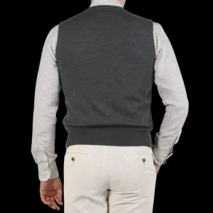 Gran Sasso Knitwear | Grey Melange Knitted Merino Wool Waistcoat