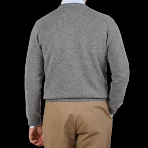 Alan Paine Sweaters | Grey Melange Lambswool V-Neck