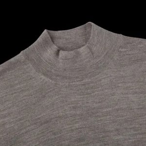 Fedeli Knitwear | Grey Melange 140S Wool Mockneck Sweater
