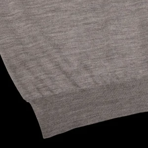 Fedeli Knitwear | Grey Melange 140S Wool Mockneck Sweater